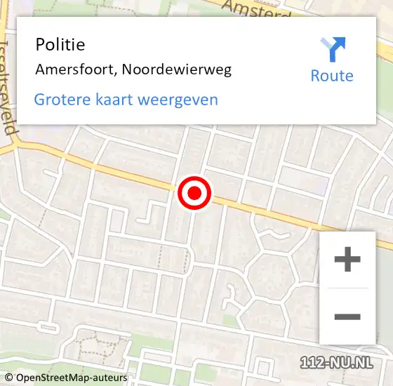 Locatie op kaart van de 112 melding: Politie Amersfoort, Noordewierweg op 26 mei 2019 16:33