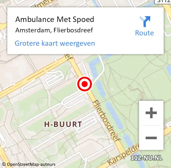Locatie op kaart van de 112 melding: Ambulance Met Spoed Naar Amsterdam, Flierbosdreef op 26 mei 2019 18:00