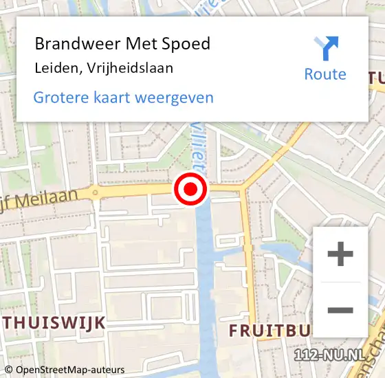 Locatie op kaart van de 112 melding: Brandweer Met Spoed Naar Leiden, Vrijheidslaan op 26 mei 2019 18:00