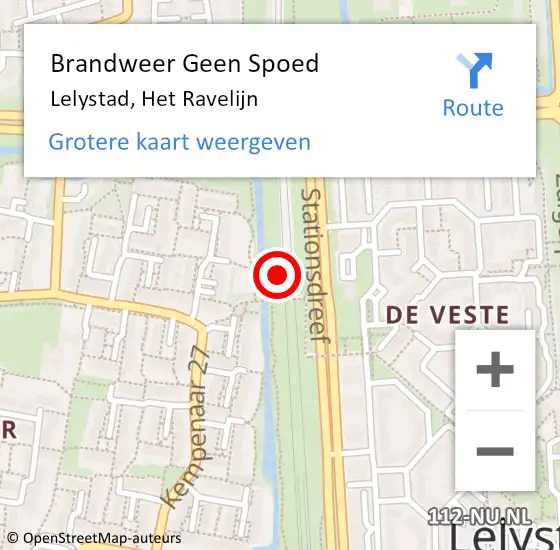 Locatie op kaart van de 112 melding: Brandweer Geen Spoed Naar Lelystad, Het Ravelijn op 26 mei 2019 18:00