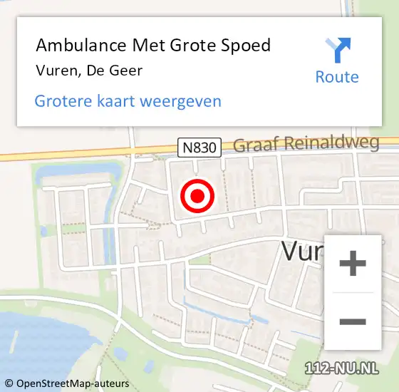 Locatie op kaart van de 112 melding: Ambulance Met Grote Spoed Naar Vuren, De Geer op 26 mei 2019 18:59