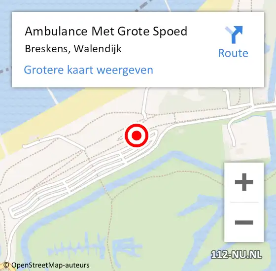 Locatie op kaart van de 112 melding: Ambulance Met Grote Spoed Naar Breskens, Walendijk op 26 mei 2019 19:01