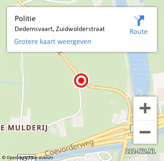 Locatie op kaart van de 112 melding: Politie Dedemsvaart, Zuidwolderstraat op 26 mei 2019 19:22