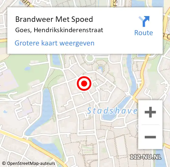 Locatie op kaart van de 112 melding: Brandweer Met Spoed Naar Goes, Hendrikskinderenstraat op 26 mei 2019 19:24