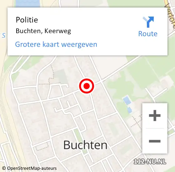 Locatie op kaart van de 112 melding: Politie Buchten, Keerweg op 26 mei 2019 20:13