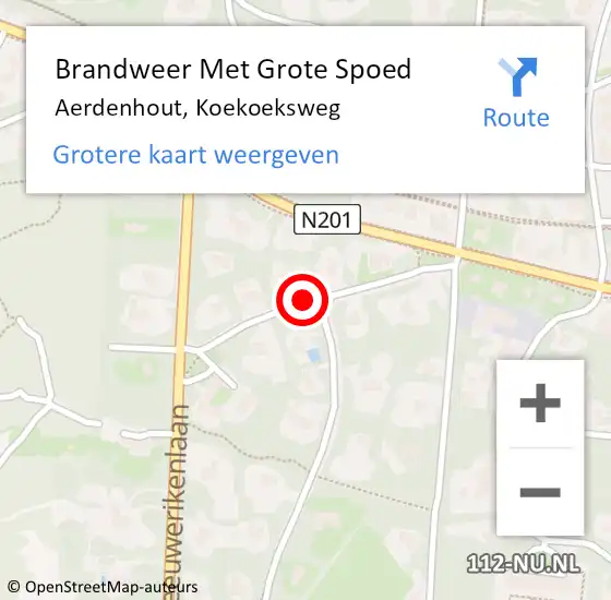 Locatie op kaart van de 112 melding: Brandweer Met Grote Spoed Naar Aerdenhout, Koekoeksweg op 26 mei 2019 20:51