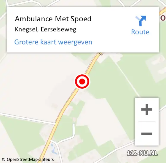 Locatie op kaart van de 112 melding: Ambulance Met Spoed Naar Knegsel, Eerselseweg op 26 mei 2019 22:34