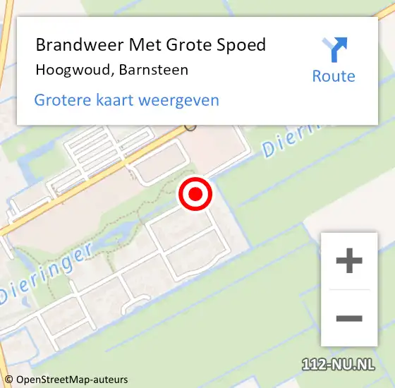 Locatie op kaart van de 112 melding: Brandweer Met Grote Spoed Naar Hoogwoud, Barnsteen op 26 mei 2019 22:37