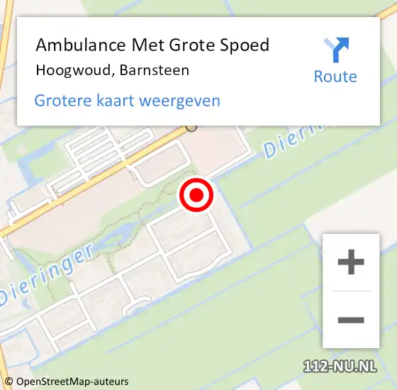 Locatie op kaart van de 112 melding: Ambulance Met Grote Spoed Naar Hoogwoud, Barnsteen op 26 mei 2019 22:37
