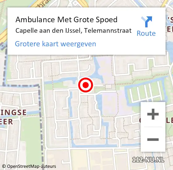 Locatie op kaart van de 112 melding: Ambulance Met Grote Spoed Naar Capelle aan den IJssel, Telemannstraat op 26 mei 2019 22:45