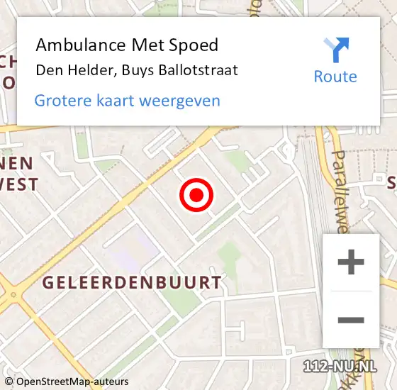 Locatie op kaart van de 112 melding: Ambulance Met Spoed Naar Den Helder, Buys Ballotstraat op 26 mei 2019 22:50