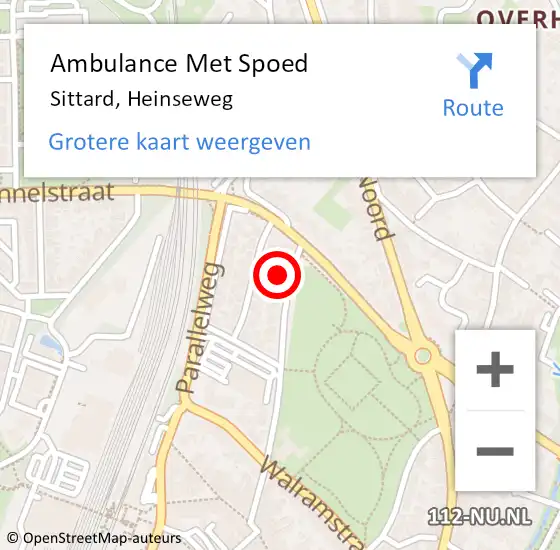 Locatie op kaart van de 112 melding: Ambulance Met Spoed Naar Sittard, Heinseweg op 2 april 2014 13:14