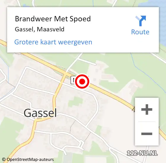 Locatie op kaart van de 112 melding: Brandweer Met Spoed Naar Gassel, Maasveld op 27 mei 2019 01:42