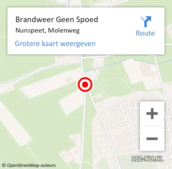 Locatie op kaart van de 112 melding: Brandweer Geen Spoed Naar Nunspeet, Molenweg op 27 mei 2019 03:26