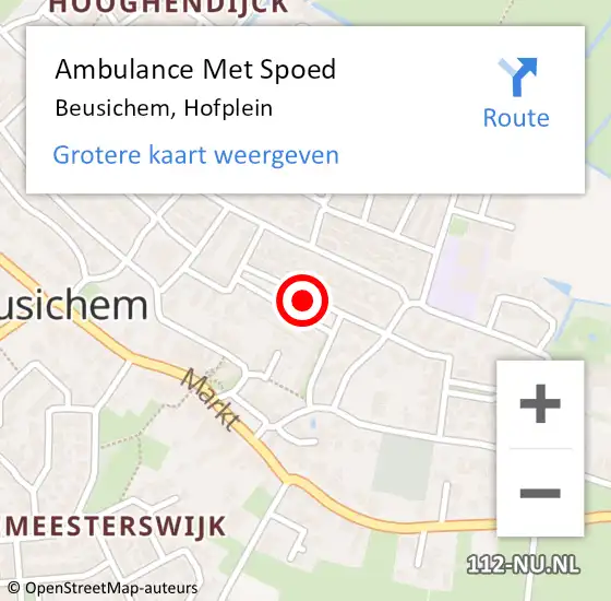 Locatie op kaart van de 112 melding: Ambulance Met Spoed Naar Beusichem, Hofplein op 27 mei 2019 03:45