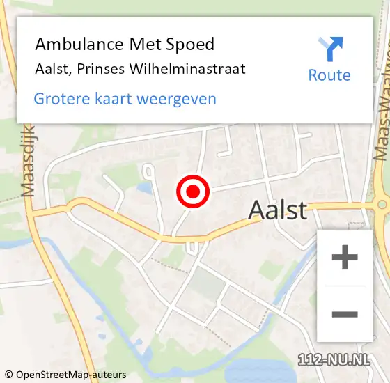 Locatie op kaart van de 112 melding: Ambulance Met Spoed Naar Aalst, Prinses Wilhelminastraat op 27 mei 2019 04:13