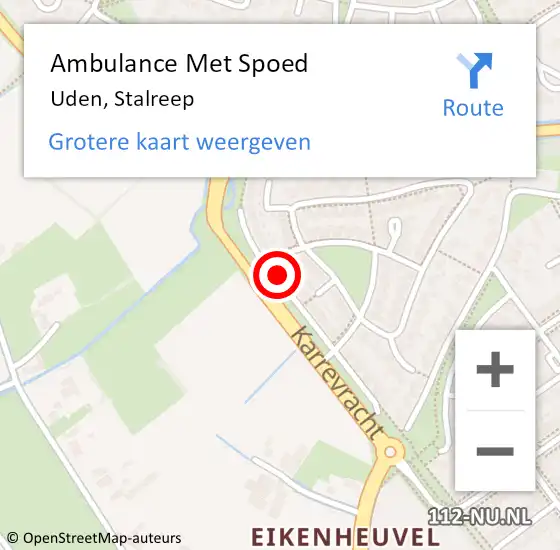 Locatie op kaart van de 112 melding: Ambulance Met Spoed Naar Uden, Stalreep op 27 mei 2019 06:41