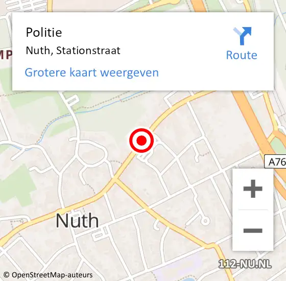 Locatie op kaart van de 112 melding: Politie Nuth, Stationstraat op 27 mei 2019 07:42