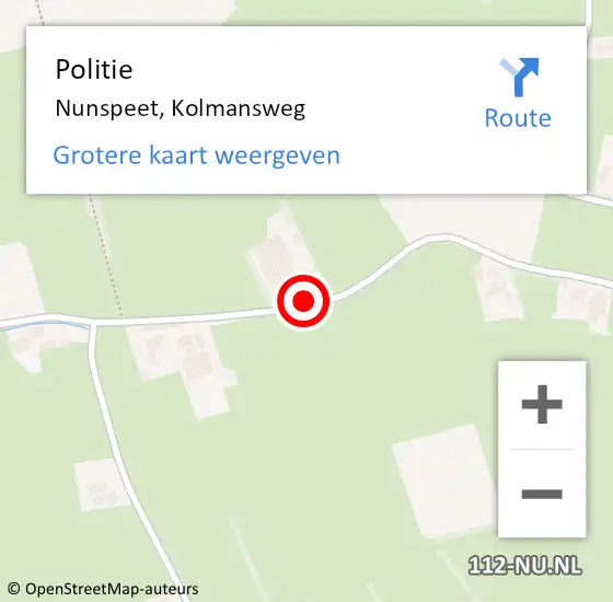 Locatie op kaart van de 112 melding: Politie Nunspeet, Kolmansweg op 27 mei 2019 08:08