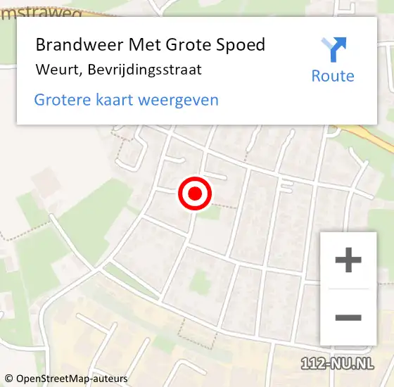 Locatie op kaart van de 112 melding: Brandweer Met Grote Spoed Naar Weurt, Bevrijdingsstraat op 27 mei 2019 08:14