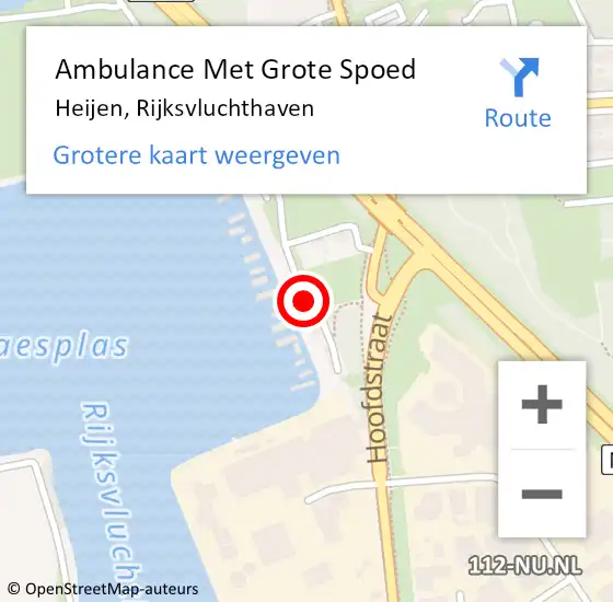 Locatie op kaart van de 112 melding: Ambulance Met Grote Spoed Naar Heijen, Rijksvluchthaven op 27 mei 2019 08:29