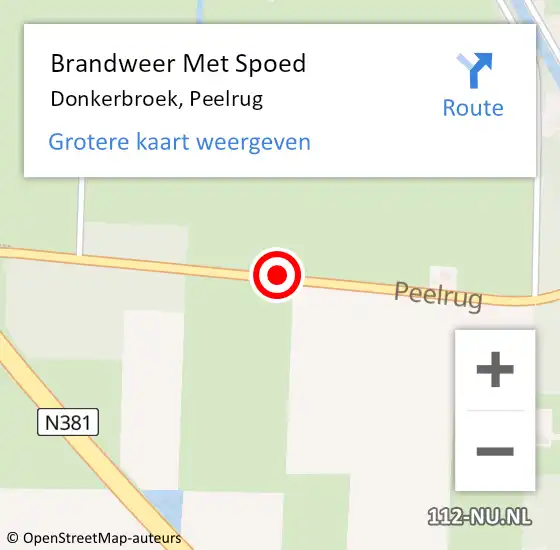 Locatie op kaart van de 112 melding: Brandweer Met Spoed Naar Donkerbroek, Peelrug op 27 mei 2019 08:42