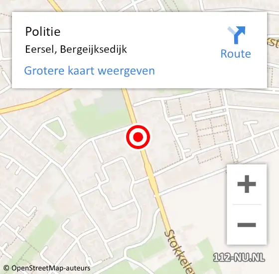 Locatie op kaart van de 112 melding: Politie Eersel, Bergeijksedijk op 27 mei 2019 09:05