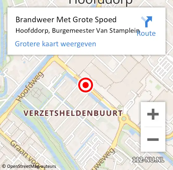 Locatie op kaart van de 112 melding: Brandweer Met Grote Spoed Naar Hoofddorp, Burgemeester Van Stamplein op 27 mei 2019 09:57