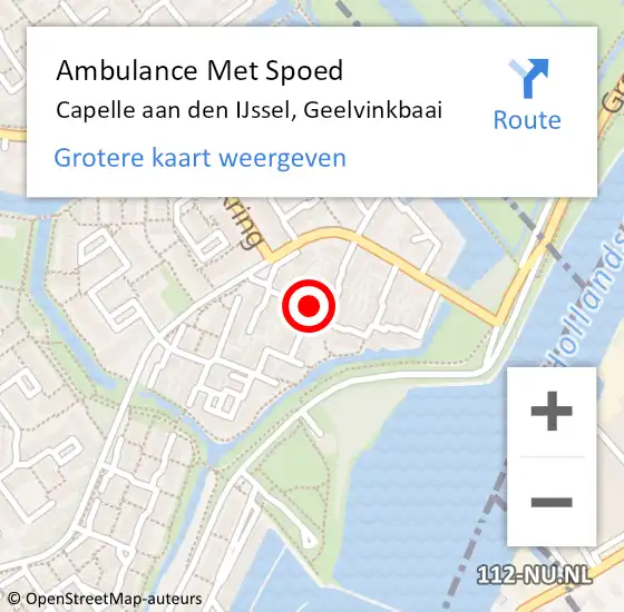 Locatie op kaart van de 112 melding: Ambulance Met Spoed Naar Capelle aan den IJssel, Geelvinkbaai op 27 mei 2019 10:16