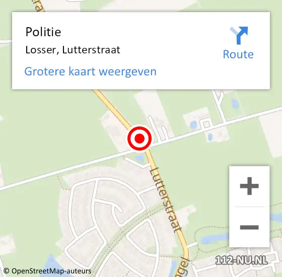 Locatie op kaart van de 112 melding: Politie Losser, Lutterstraat op 27 mei 2019 10:38