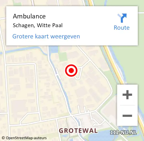 Locatie op kaart van de 112 melding: Ambulance Schagen, Witte Paal op 27 mei 2019 11:02