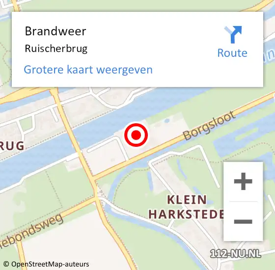 Locatie op kaart van de 112 melding: Brandweer Ruischerbrug op 27 mei 2019 11:17