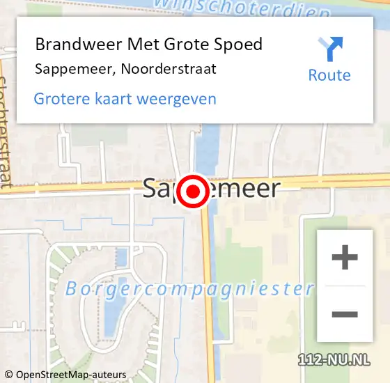 Locatie op kaart van de 112 melding: Brandweer Met Grote Spoed Naar Sappemeer, Noorderstraat op 27 mei 2019 11:55