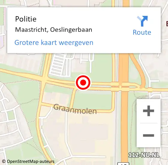 Locatie op kaart van de 112 melding: Politie Maastricht, Oeslingerbaan op 27 mei 2019 12:26