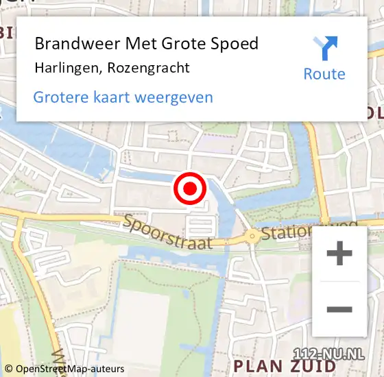 Locatie op kaart van de 112 melding: Brandweer Met Grote Spoed Naar Harlingen, Rozengracht op 27 mei 2019 12:52