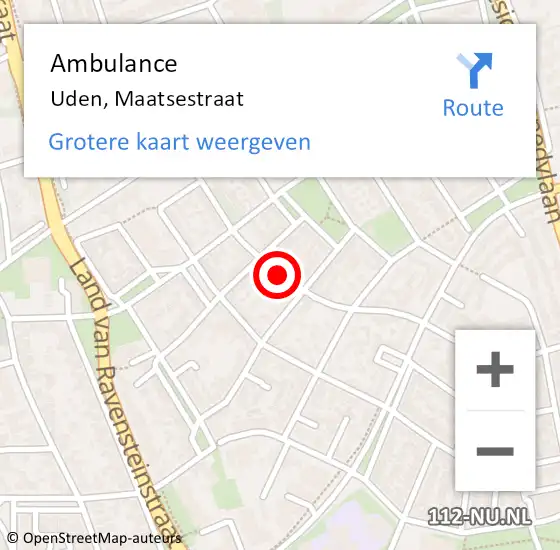 Locatie op kaart van de 112 melding: Ambulance Uden, Maatsestraat op 27 mei 2019 13:18