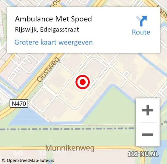 Locatie op kaart van de 112 melding: Ambulance Met Spoed Naar Rijswijk, Edelgasstraat op 27 mei 2019 13:21