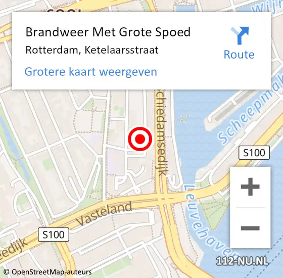 Locatie op kaart van de 112 melding: Brandweer Met Grote Spoed Naar Rotterdam, Ketelaarsstraat op 27 mei 2019 13:53
