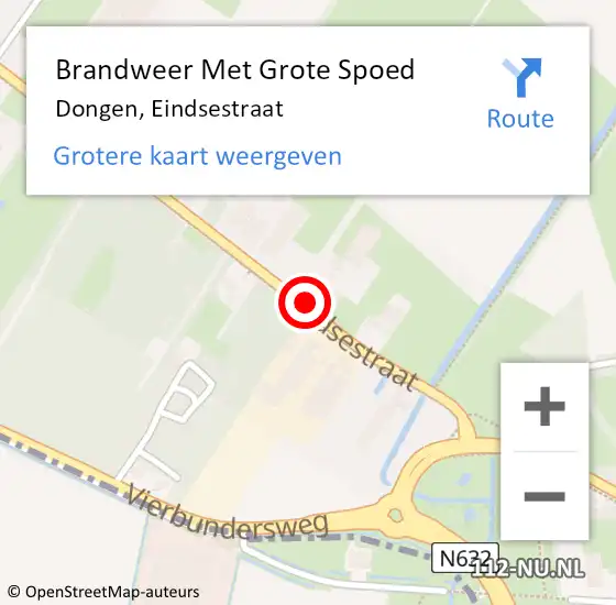 Locatie op kaart van de 112 melding: Brandweer Met Grote Spoed Naar Dongen, Eindsestraat op 27 mei 2019 14:04