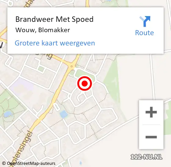 Locatie op kaart van de 112 melding: Brandweer Met Spoed Naar Wouw, Blomakker op 27 mei 2019 15:05