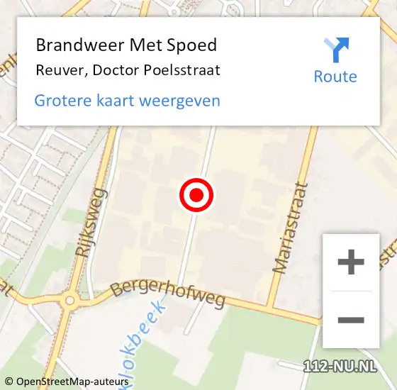 Locatie op kaart van de 112 melding: Brandweer Met Spoed Naar Reuver, Doctor Poelsstraat op 27 mei 2019 15:09