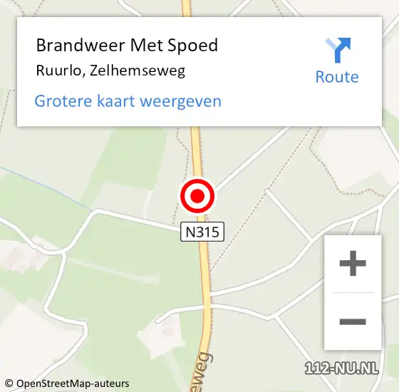 Locatie op kaart van de 112 melding: Brandweer Met Spoed Naar Ruurlo, Zelhemseweg op 27 mei 2019 15:10