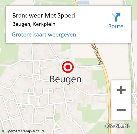 Locatie op kaart van de 112 melding: Brandweer Met Spoed Naar Beugen, Kerkplein op 27 mei 2019 15:18