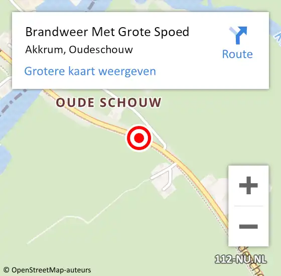 Locatie op kaart van de 112 melding: Brandweer Met Grote Spoed Naar Akkrum, Oudeschouw op 27 mei 2019 15:22