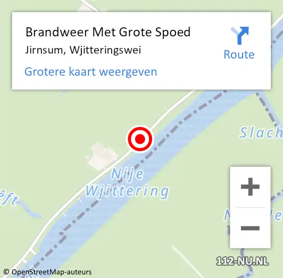 Locatie op kaart van de 112 melding: Brandweer Met Grote Spoed Naar Jirnsum, Wjitteringswei op 27 mei 2019 15:24