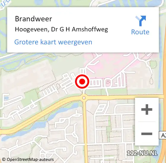 Locatie op kaart van de 112 melding: Brandweer Hoogeveen, Dr G H Amshoffweg op 27 mei 2019 15:38