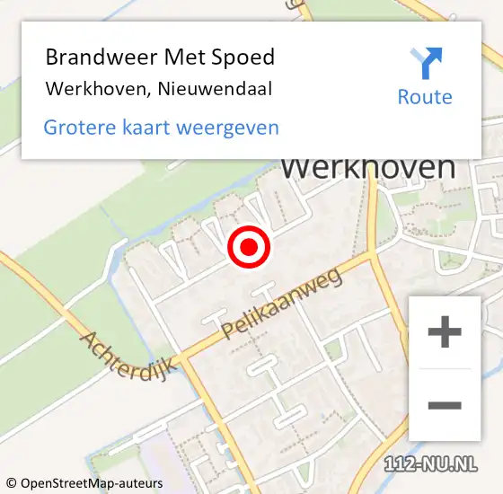 Locatie op kaart van de 112 melding: Brandweer Met Spoed Naar Werkhoven, Nieuwendaal op 27 mei 2019 15:56