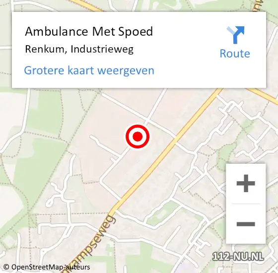 Locatie op kaart van de 112 melding: Ambulance Met Spoed Naar Renkum, Industrieweg op 27 mei 2019 16:02