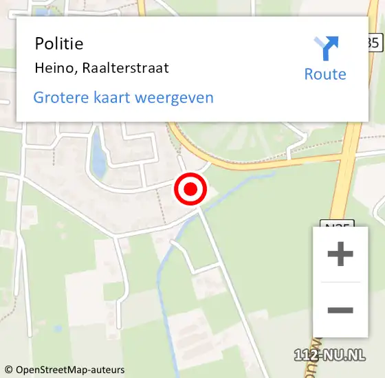 Locatie op kaart van de 112 melding: Politie Heino, Raalterstraat op 27 mei 2019 16:17