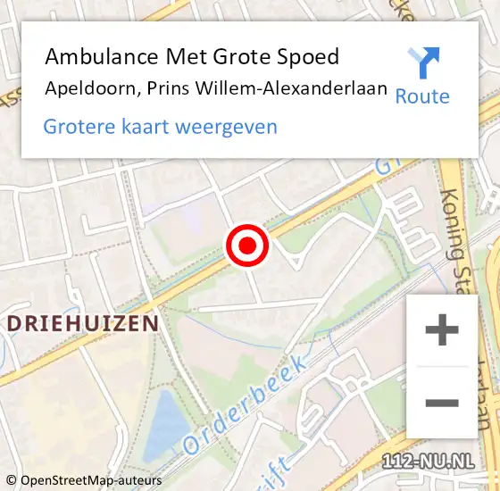 Locatie op kaart van de 112 melding: Ambulance Met Grote Spoed Naar Apeldoorn, Prins Willem-Alexanderlaan op 27 mei 2019 16:36